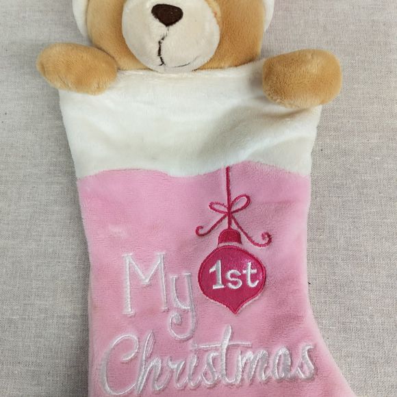 DAN DEE My 1st Christmas Santa Bear 16" Plush First STOCKING Baby GIRL PINK - Picture 9 of 11